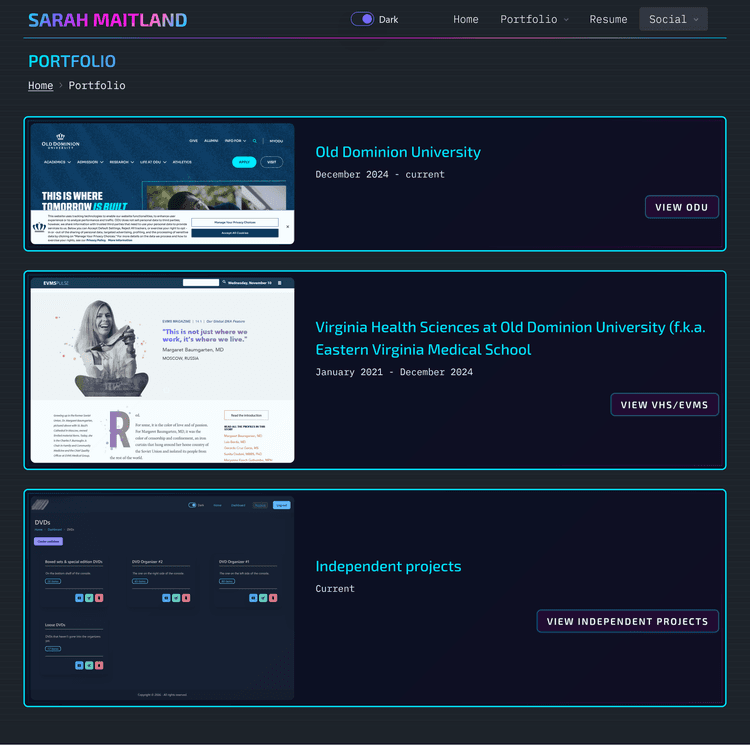 Portfolio website redesign 2026/2027