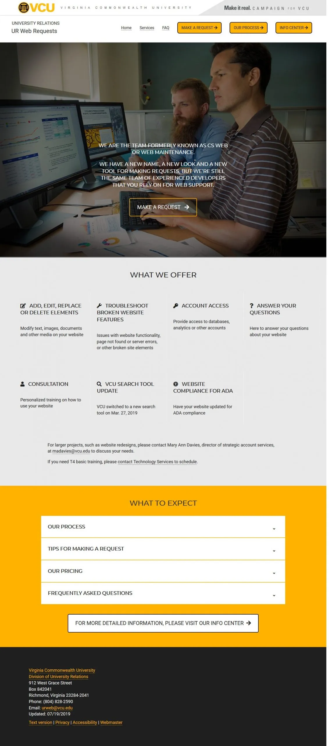UR Web Requests home page