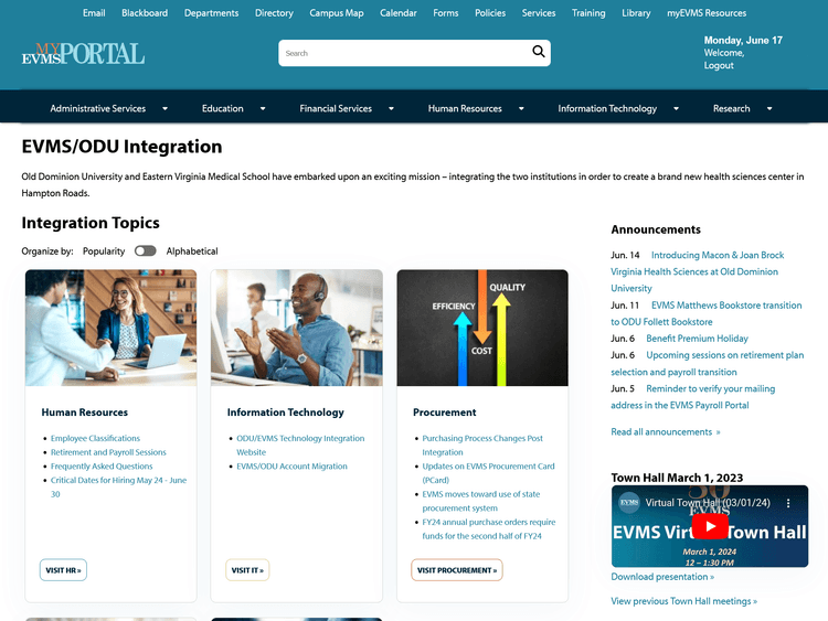 myPortal Integration website