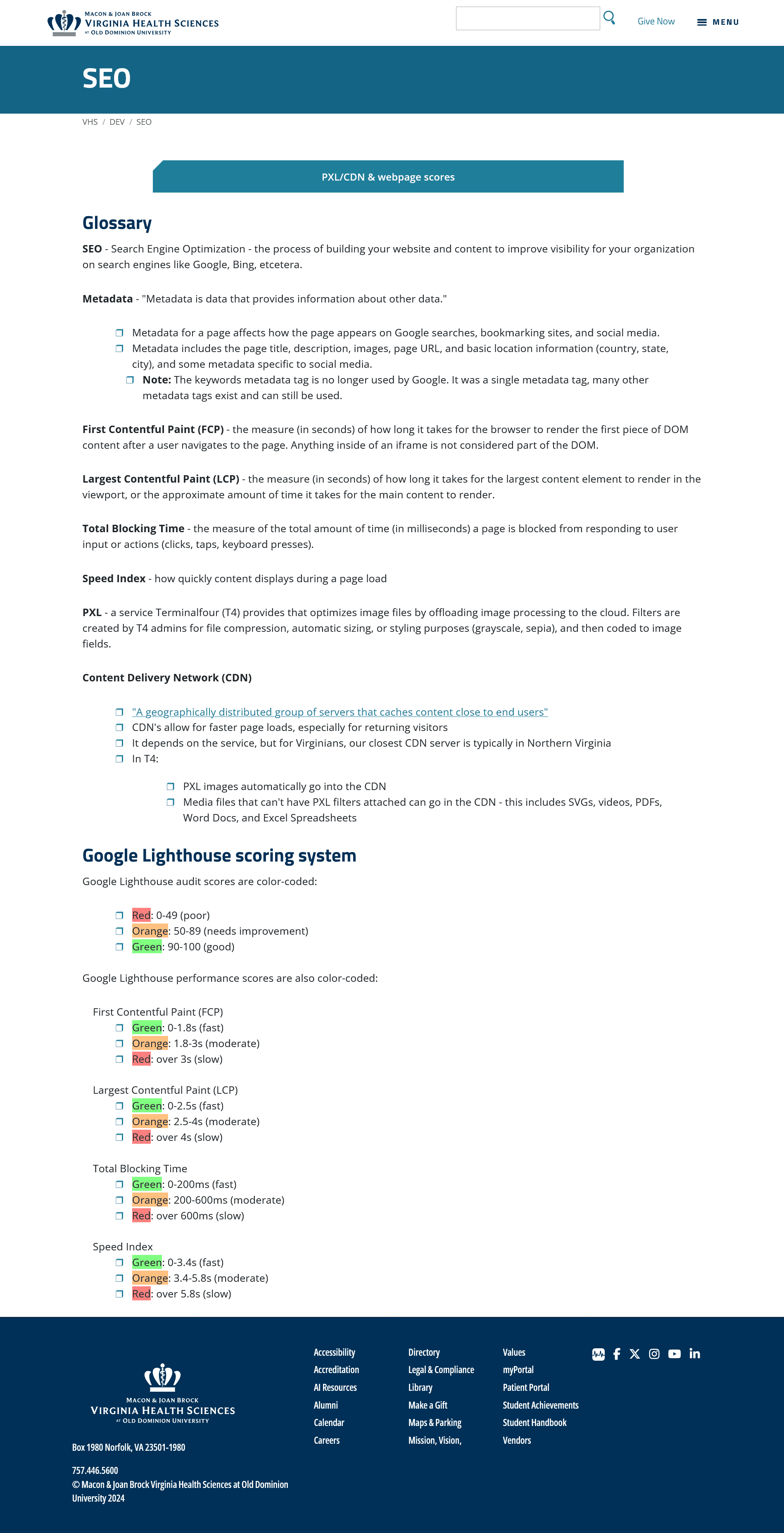 SEO glossary and info page